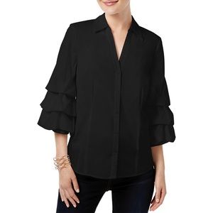 INC button down ruffle sleeve Sz XS